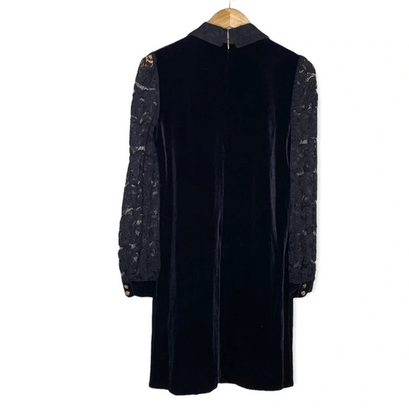 ✨NWT Draper James Black Lace Collared Velvet Shift Dress Size 0 - Picture 9 of 12